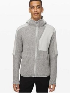 lululemon athletica Heather Gray Fleece Hoodie tundra tek full zip